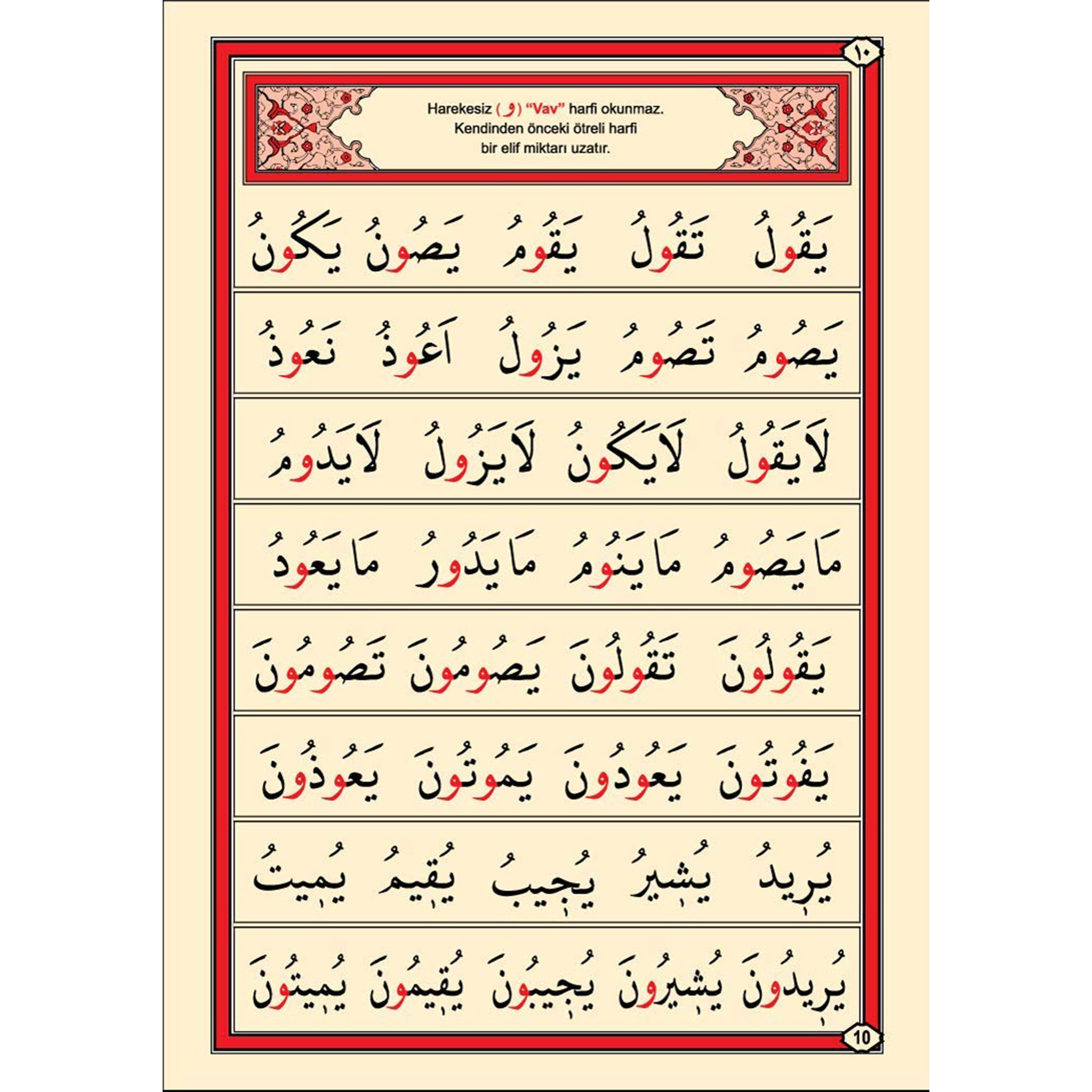 Kur'an-ı Kerim Elifbası - Arapça Türkçe Rakam Öğretim Tablosu