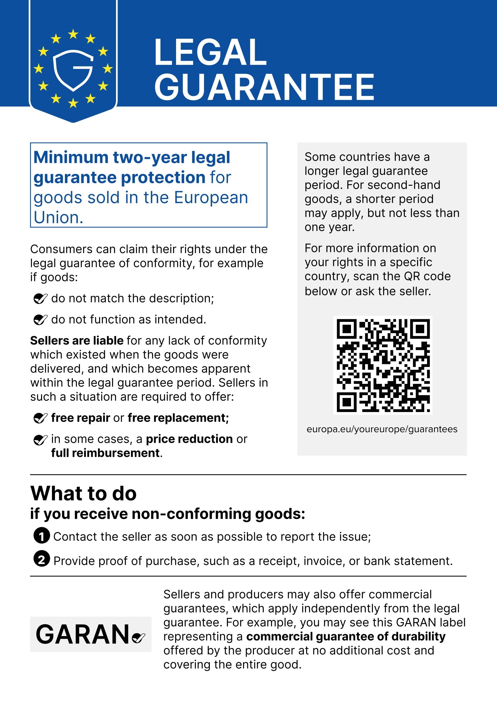 Your rights under the legal guarantee